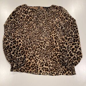 White House Black Market Leopard Print Blouse Size‎ 8 NWOT